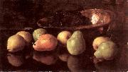 Stilleben mit Birnen und Trauben in Kupferschale, Otto Scholderer